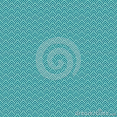 Simple vector pixel art seafoam and jade color seamless pattern of minimalistic geometric scaly rhombus pattern in japane Vector Illustration