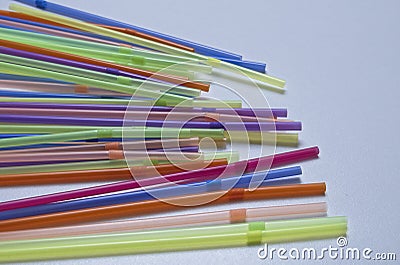 Colorful single use plastic drinking straws Stock Photo