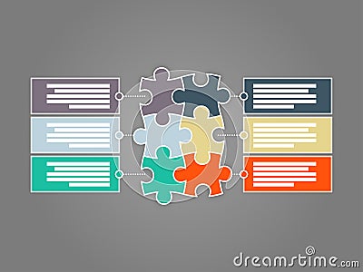 Colorful six sided circle puzzle presentation infographic template Stock Photo