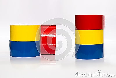 Colorful skeins of adhesive tape on a white background Stock Photo