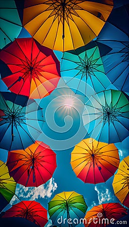 Colorful Sky Umbrellas Editorial Stock Photo