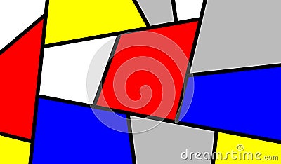 Colorful Slanting Mondrian Art Piece Vector Illustration