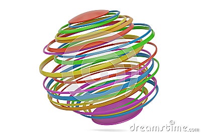 Colorful sliced sphere isolated on white background 3D illustration. Cartoon Illustration