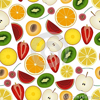 Colorful sliced various fruit summer seamless pattern eps10 Stock Photo