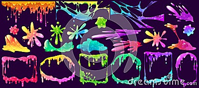 Colorful slime frames, splashes, spots or elements Vector Illustration