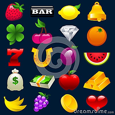 Colorful Slot Machine Icons Vector Illustration
