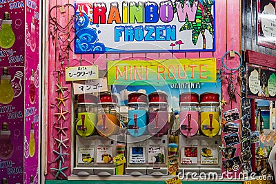 Colorful slurpee Smoothie machine at makishi market Editorial Stock Photo