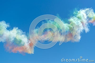 Colorful smoke bombs in the sky Stock Photo