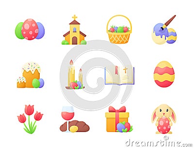 Colorful Smooth Easter Icons. Vector Illustration Vector Illustration