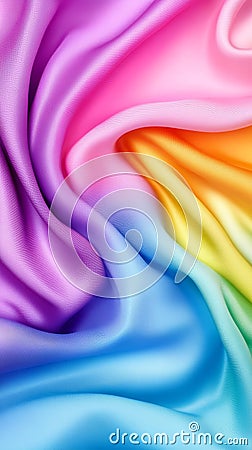 Colorful Smooth Fabric Texture Background A vibrant and soft fabric texture featuring an array of colors blending ly in a wave Stock Photo