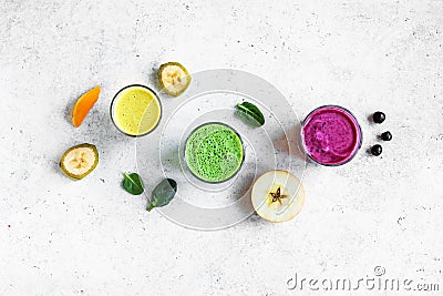 Colorful smoothie drinks Stock Photo