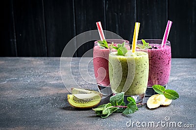 Colorful smoothie, fresh vitamins drink Stock Photo