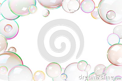 Colorful soap bubbles frame Stock Photo