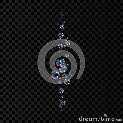 Colorful soap bubbles with rainbow reflection Vector Illustration