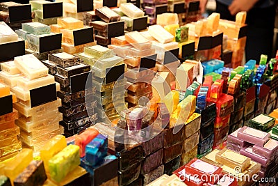 Colorful Soaps in Grand Bazaar Istanbul Turkey Stock Photo