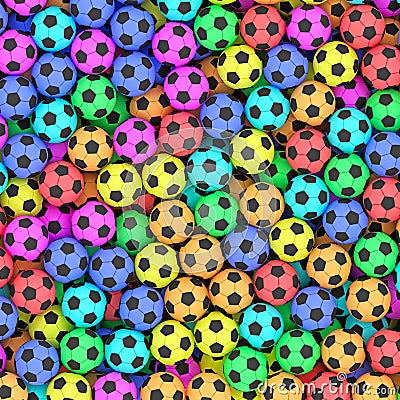 Colorful soccer balls background Stock Photo