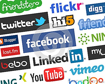 Colorful Social Media Logos Background [1] Vector Illustration
