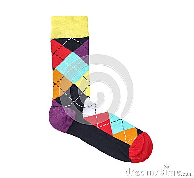 Colorful sock on white background Stock Photo