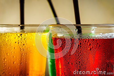 Colorful soft drinks Stock Photo