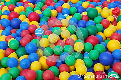 Colorful soft rubber balls ( balls ) for the children's dry pool Stock Photo