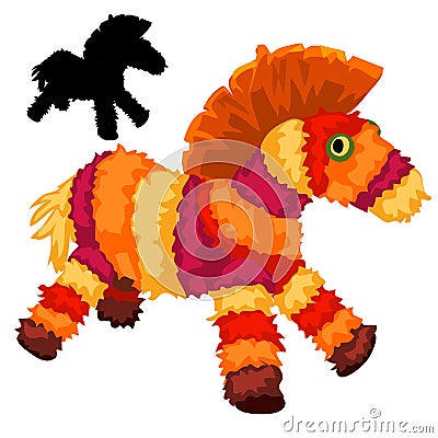 Colorful soft toy horses. Vector animal isolated Vector Illustration