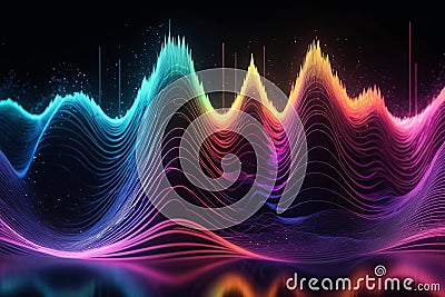 Colorful sound and music frequency waves Stock Photo