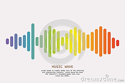 Colorful sound waves background. Isolated design symbol. Vector Illustration