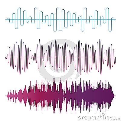 Colorful sound waves vector isolated on white background Vector Illustration