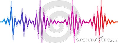 Colorful sound waves are visualizing audio signal, music waveforms, and digital studio equalizer, creating a vibrant Stock Photo