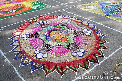 Colorful south Indian painting kolam Stock Photo