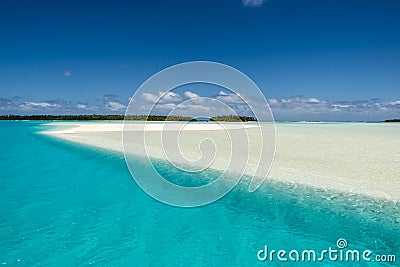 Aitutaki, Cook Islands, paradise on earth, clear turquoise water, white sand, small islands with palms, South Pacific Island Stock Photo