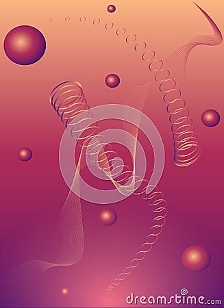 Colorful space abstract futuristic 3d background. Science and technology. Microbiology. Macro effect. Lines and points. Particle Vector Illustration