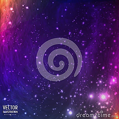 Colorful Space Galaxy Background with Light Vector Illustration