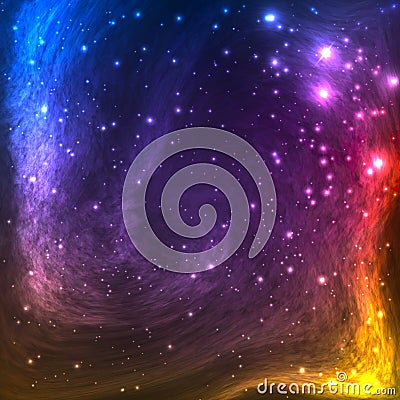 Colorful Space Galaxy Background with Light, Vector Illustration