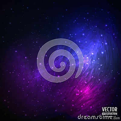 Colorful Space Galaxy Background with Light, Vector Illustration