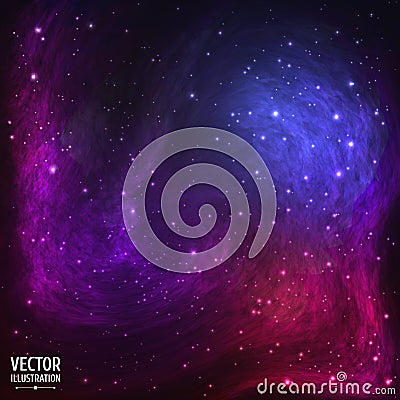 Colorful Space Galaxy Background with Light, Vector Illustration