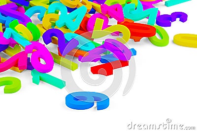 Colorful spectrum rainbow colored random digit numbers heap background over white background, algebra, education or science Cartoon Illustration
