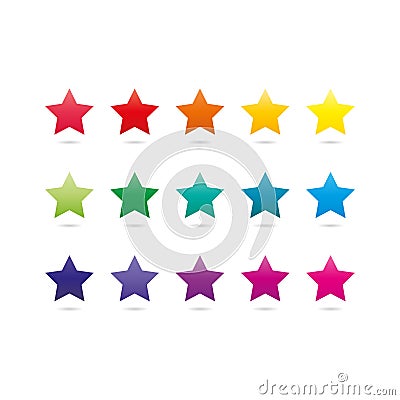 Colorful spectrum rainbow star shape icons isolated on white background Vector Illustration