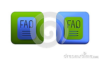 Colorful Speech bubble with text FAQ information icon isolated on white background. Circle button with text FAQ. Square Cartoon Illustration