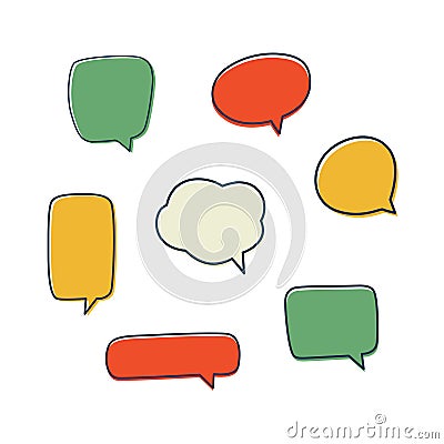 Colorful speech bubbles set, dialog message Vector Illustration