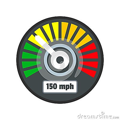 Colorful speedometer icon, flat style Vector Illustration