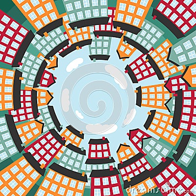 Colorful spherical town Vector Illustration