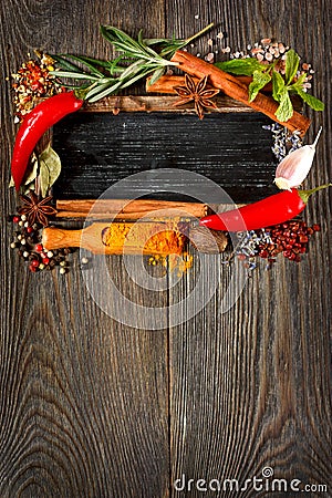 Colorful spices and herbs.. Stock Photo