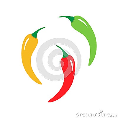 Colorful spicy chilli peppers set Vector Illustration