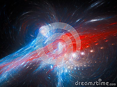 Colorful spinning electromagnetic field in space Stock Photo