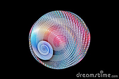 Colorful spiral fractal geometry isolated on black Stock Photo