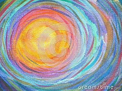 Colorful spiral sun power background watercolor painting Stock Photo