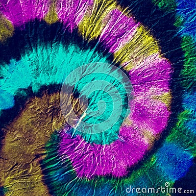 Colorful Spiral Tie Dye Texture. Yellow Swirl Watercolor Layer. Fuchsia Ink Japanese Art. Beige Grungy Paint. Indigo Tie Dye Swirl Stock Photo