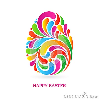 Colorful splash abstract decorative ornate Easter egg Vector Illustration
