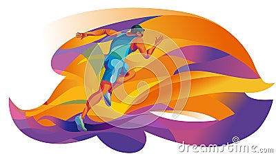 Male volleyball player digging for ball Vector Illustration